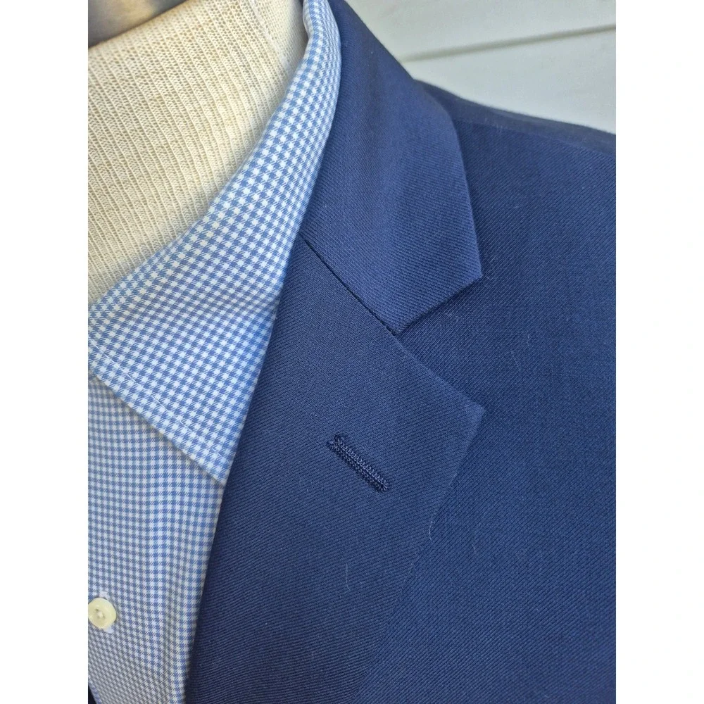 Combatant Gentlemen Mens Navy Blue 100% Wool 2-Button Slim Fit Blazer 40R